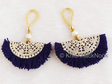 Fan Tassels With Silver and Gold Filigree Embellishments, Wool Tassels, Embellishments